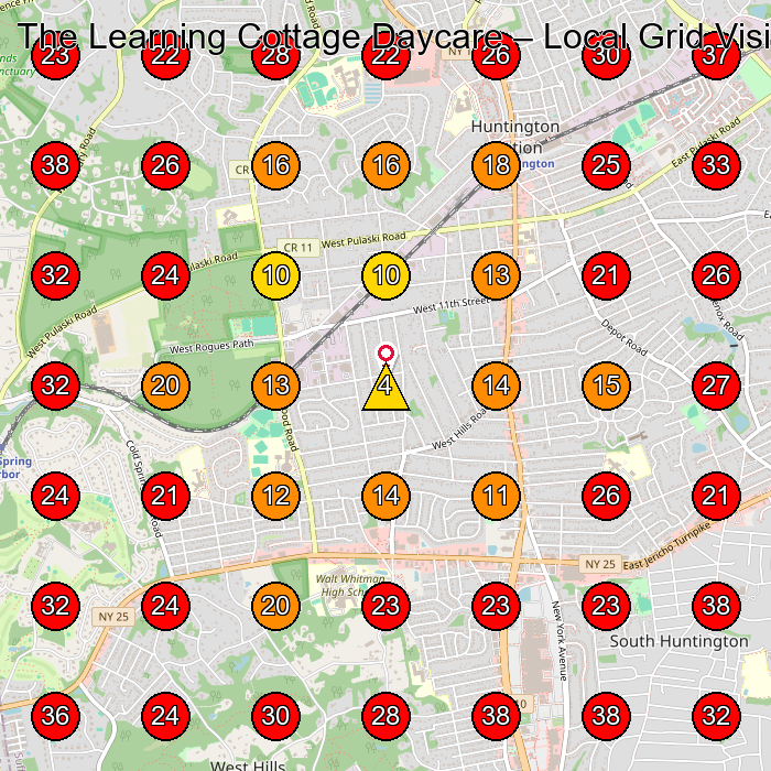 The Learning Cottage Daycare GeoGrid visibility map for Day Care Center in Huntington